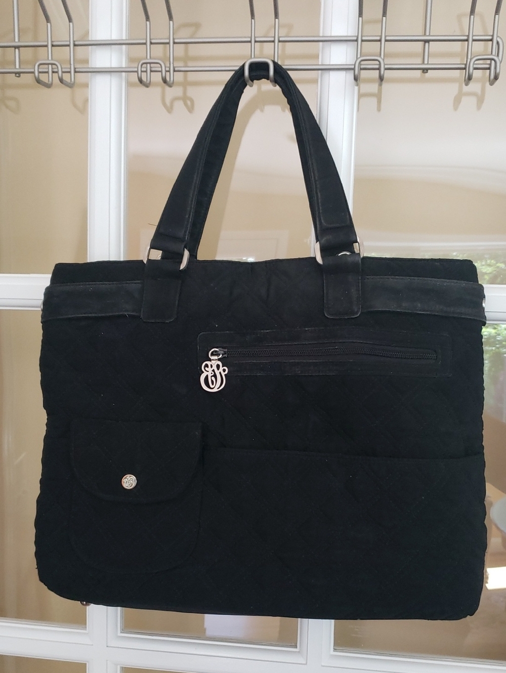 Vera Bradley Black Quilted Tote with Front & Interior  Pockets